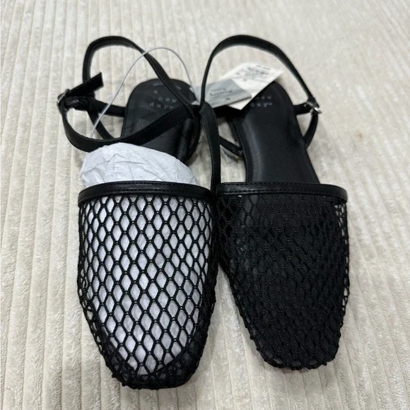 Women's Vanna Fishnet Slingback Flats - A New Day Black 7.5 | Brand New! - Picture 5 of 9